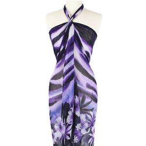 Purple Print Beach Pool Hawaiian Sarong Wrap